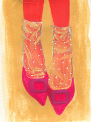 shoes. fashion sketch. watercolor illustration - 349806954
