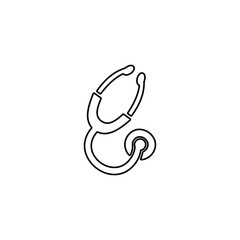 Stethoscope symbol. Listening heartbeat. Heart rate measurement. Line icon design for health care concept.