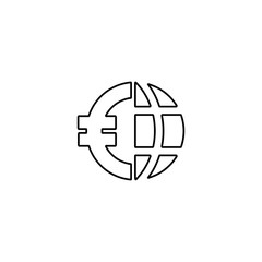 Global euro currency icon. International money transfer sign. Worldwide financial transactions symbol. Global economy, international finance concept. Line icon design for perfect business concept.