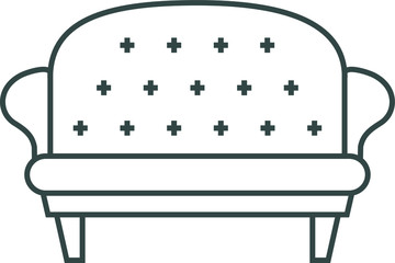 sofa with round soft back, line icon