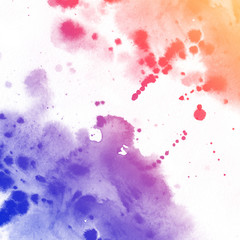 Water drops and spots. Warm and cool background. Watercolor stains. - 349810502