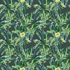 Arugula Seamless Pattern. Watercolor Food Illustration.