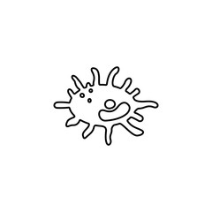 Microscopic virus icon. Disease pathogen, coronavirus infection symbol. Bacteria, microbe sign. Microbiology, germs, cell biology concept. Line icon design for modern web and mobile concept.