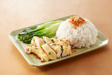 Delicious Chinese traditional food, white cut chicken rice