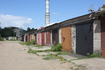 old garages and sheds, old buildings
