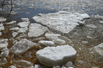 ice floes on the river