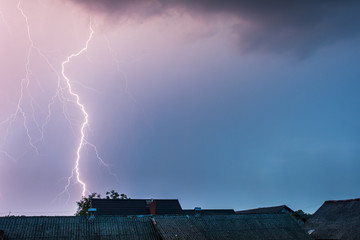 lightning over the city