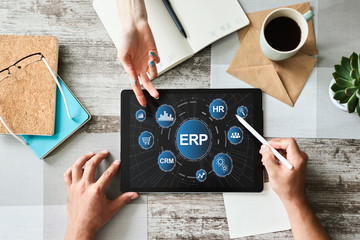Fototapeta na wymiar ERP system. Enterprise resources planning. Business process automation.