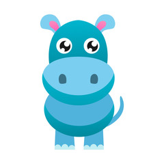 Cute cartoon hippo vector flat illustration.