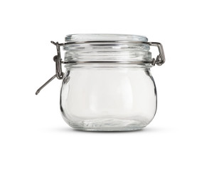 glass jar with lid glass on white background