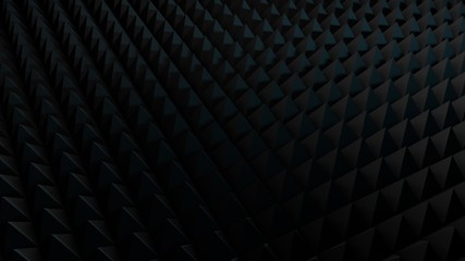 Black Acoustic Panels Studio Foam Wedges ,Sound proofing panel, Sound Absorption 3d render. pattern and texture graphic background in CGI.