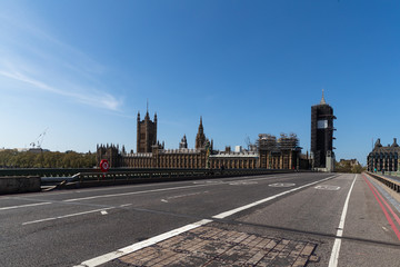 Fototapeta na wymiar London, United Kingdom, Vue on Houses of Parliament during lockdown due to covid-19 breakout 