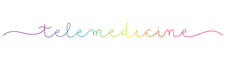 TELEMEDICINE rainbow gradient vector monoline calligraphy banner with swashes