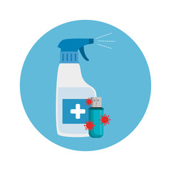 prevention spray bottle covid 19 with usb device vector illustration design