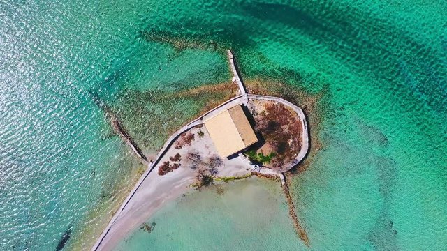 Island of Sicily (Agios Nikolaos), Lefkas. Drone aerial view 4k