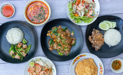 Thai food mixed dishes 