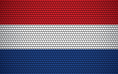 Abstract flag of Netherlands made of circles. Dutch flag designed with colored dots giving it a modern and futuristic abstract look.