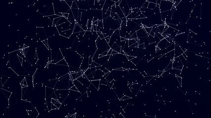 Abstract digital connection dots. Technology background. Network connection structure. Plexus effect. 3d rendering