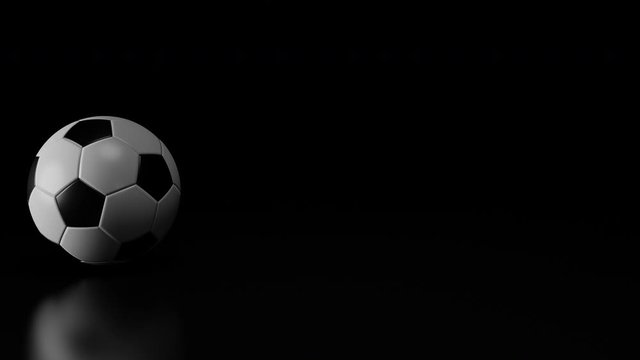 Football bounce on the ground. 3D animation with 4K resolution.
