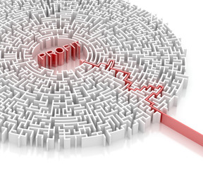 Conceptual maze, challenge and risk metaphor; original 3d rendering