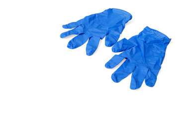 Blue medical gloves on white background, including clipping path