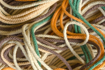 Colorful macrame thread ball. Yarn texture.