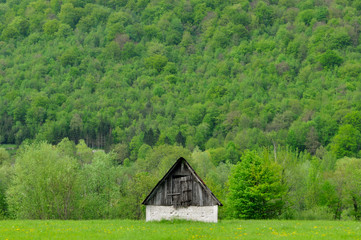 Fototapeta premium A slovenian montain toolshed near Kobarid, Slovenia