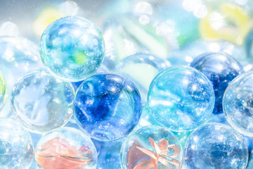 Blue Marbles ,夏イメージ　水色と青色のビー玉	
