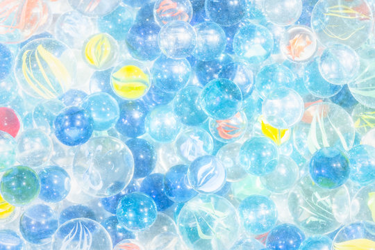 Blue Marbles ,夏イメージ　水色と青色のビー玉