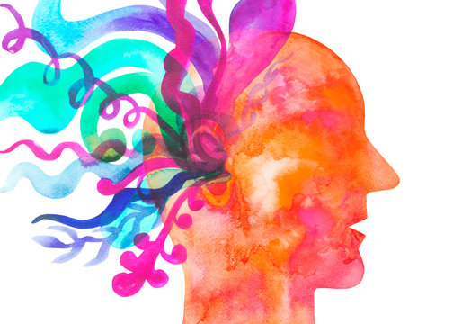 Dipinto acquerello musica. Udito musicale. concetto ascoltare musica. Armonia. Arte. Ispirazione