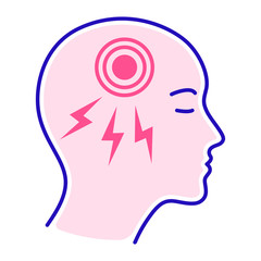 Acute headache color line icon. Isolated vector element. Outline pictogram for web page, mobile app, promo.
