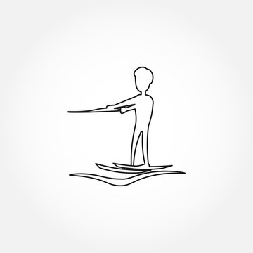 water skiing man line icon. skiing isolated line icon