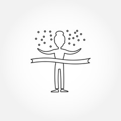 crosses the tape line icon. winner isolated line icon