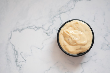 Bowl of cream dressing sauce