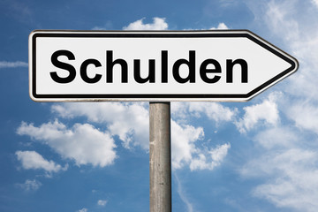 Obraz premium Wegweiser Schulden