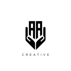 Obraz premium aa shield hand logo design vector icon symbol