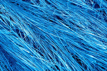 background of a aged dry straw withered heap of grass. toned classic blue color trend 2020 year