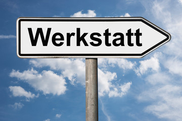 Fototapeta premium Wegweiser Werkstatt