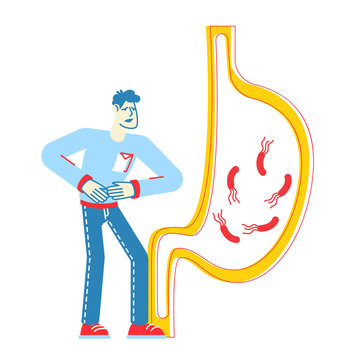 man stomach pain, yellow stomach, red bacteria clip art preview