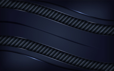 Dark 3d navy blue with carbon textured pattern background design.
