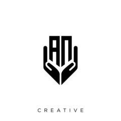 an shield hand logo design vector icon symbol