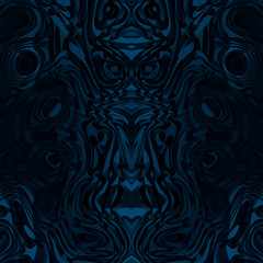 Minimalistic abstract blue background ultramarine animal faces, masks, kaleidoscope, psychology test. For cards, decor and decoration