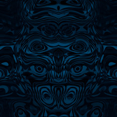 Minimalistic abstract blue background ultramarine animal faces, masks, kaleidoscope, psychology test. For cards, decor and decoration