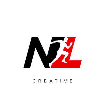 nl run logo design vector icon symbol