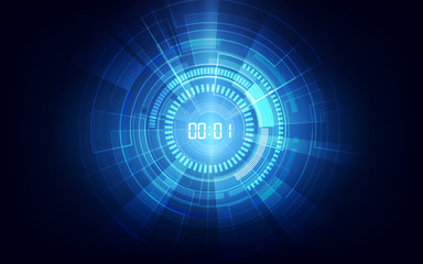 Abstract Futuristic Technology Background with Digital number timer concept and countdown, vector transparent