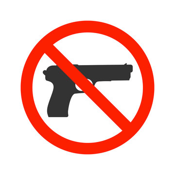 no weapon, no gun, stop symbol icon or no firearm isolated on white background. Vector illustration