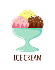 cute ice cream cartoon flat icon design