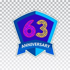 63 years anniversary celebration logo vector template design