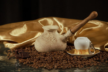 Coffee cup with grains