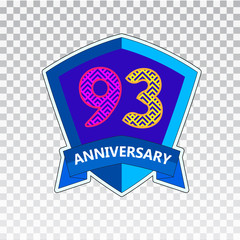93 years anniversary celebration logo vector template design